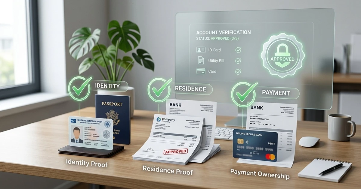 Identity, address and payment-method documents used in KYC verification